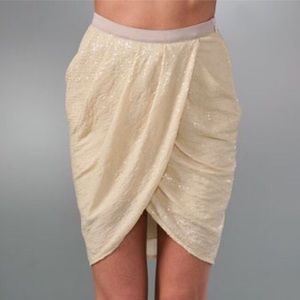 ALEXANDER WANG cream sequin draped tulip skirt